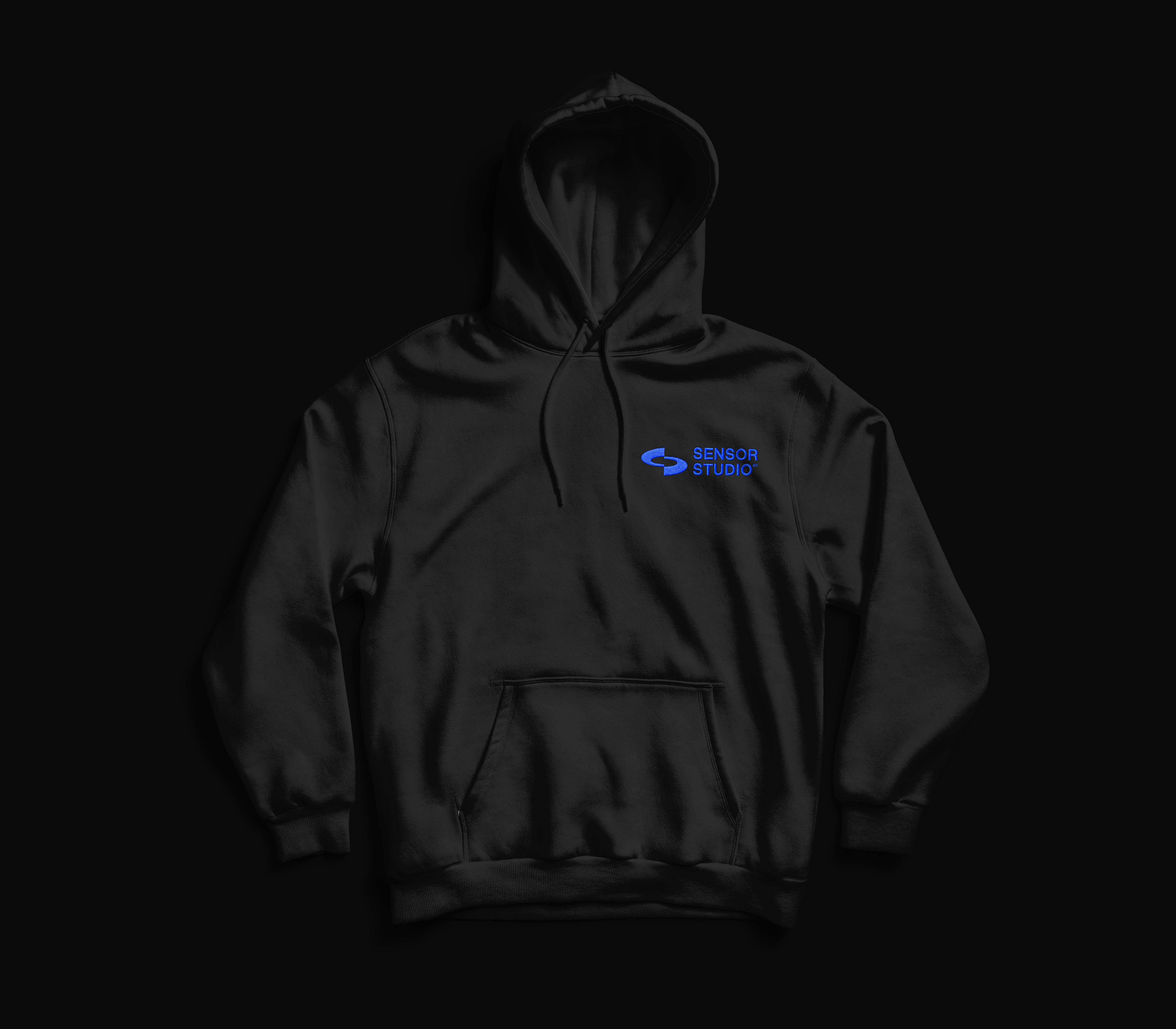 Embroidered hoodie mockup, large logo